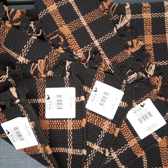 Set 4 Placemats Tablemat Woven Cotton Black Cream Tan 12" x 18" Washable - Picture 5 of 5